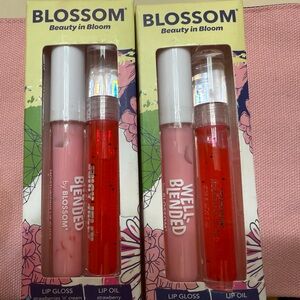 Blossom Lip Oil Gloss Duo Sets Pink Strawberries n Cream Red Strawberry